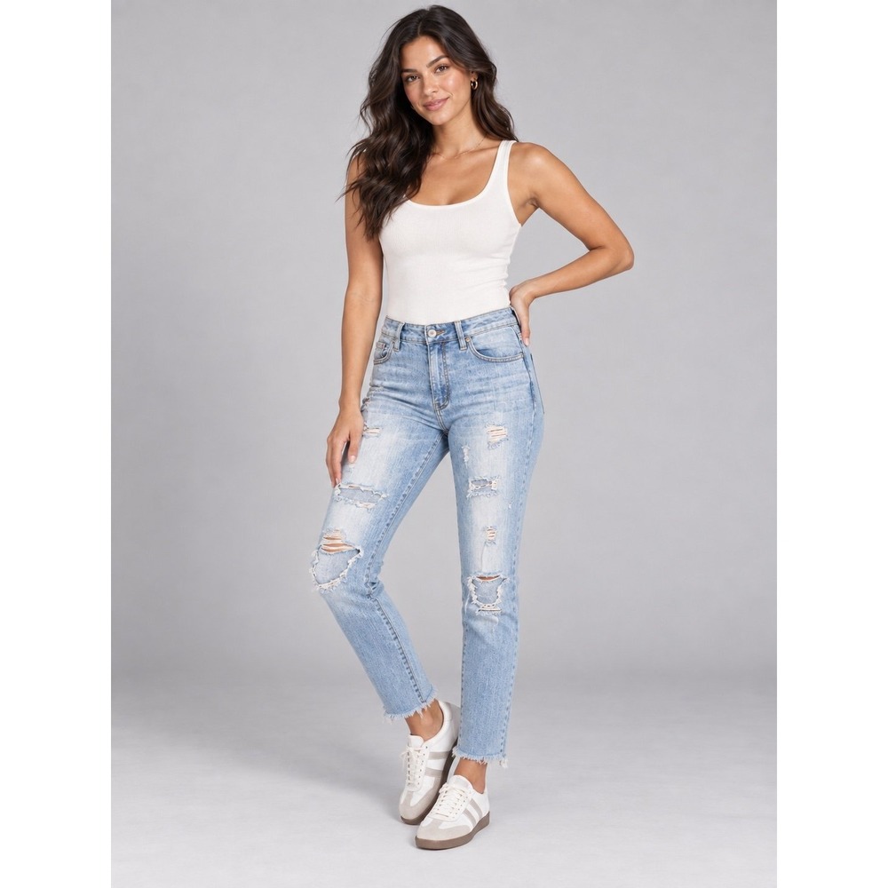 KanCan Jeans Womens 9/28 Light Wash Distressed Raw Hem Skinny Jeans KC9184L